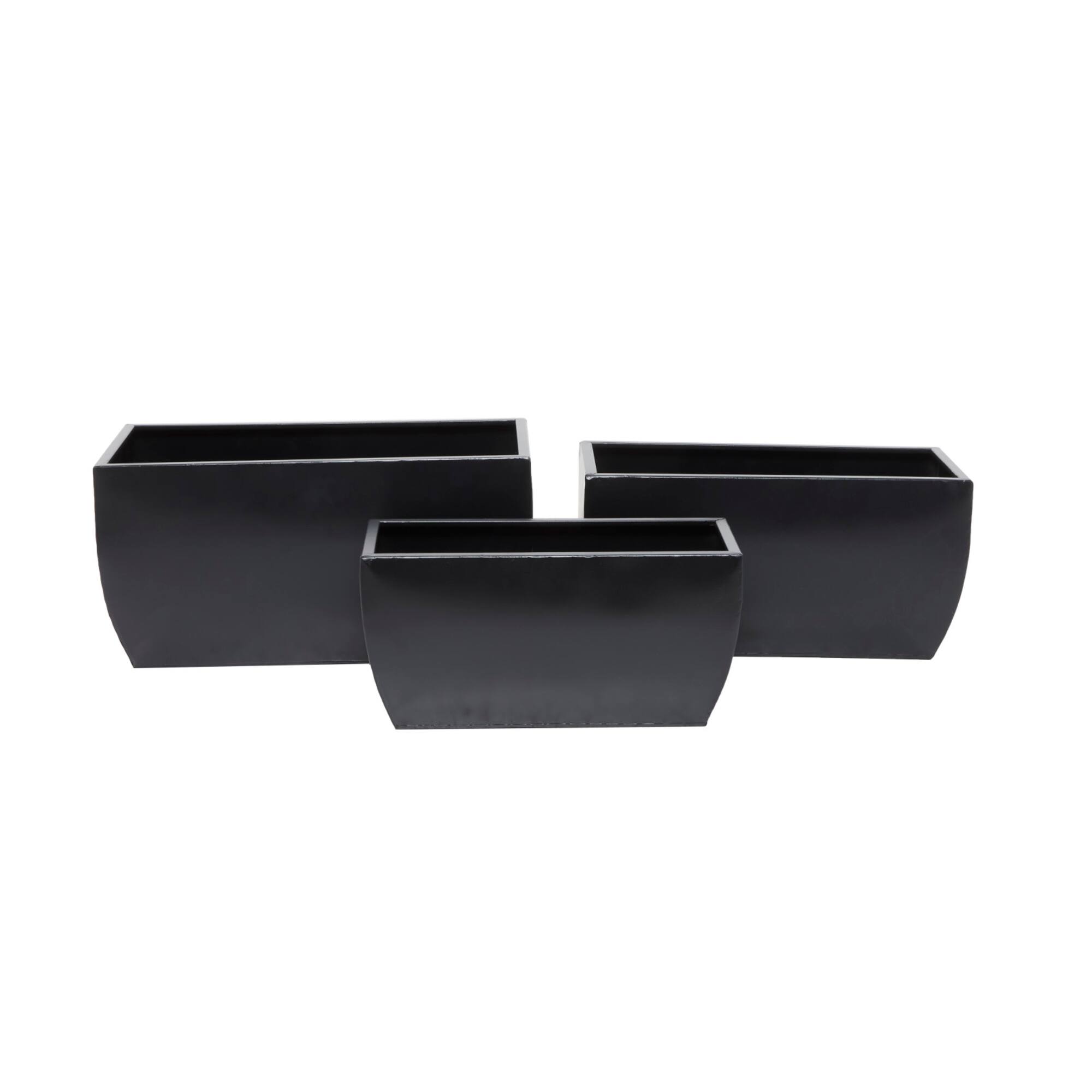 Black Modern Planter, Set of 3" 20", 18", 16"